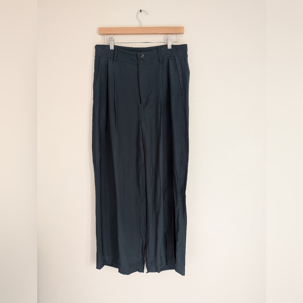 Dark Green Madewell Drapey Pleated Wide Leg Pants